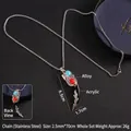 Collana vintage con ciondolo a dente di lupo in acrilico bianco e dettagli in turchese - Stile Dente di Lupo 37 (A786)