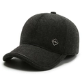 Casquette en laine gris foncé pour homme avec logo métallique et texture chaude d'hiver - Réglable / Gris