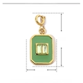 Macro shot of green enamel heart pendant with dimension labels of 24mm by 10mm - Green Rectangle Rhinestone Pendant
