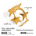 Adjustable golden stainless steel sea star ring with waterproof and hypoallergenic design - JDR0305016 Starfish Adjustable Ring