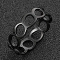 Men's titanium steel ring set with black hollow geometric circles design - Hollow Oval Open Ring / Black