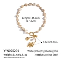 Detalle de collar de perlas de concha con colgantes de langosta y pez en acero inoxidable - Estilo Colgante de Escorpión Pez Concha (YYN025294)