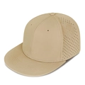 Breathable khaki flat brim hip hop cap with laser-perforated side panels - Deep Beige