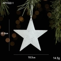 Sparkling white Christmas star ornament with silver glitter and ribbon for festive decor - Star Style 1