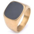Anillo de sello para hombre en oro y negro con piedra cuadrada y acero inoxidable cepillado - US 7 / Dorado mate