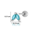 Surgical steel marquise stud with turquoise stones and flat back screw closure - Silver Turquoise Blue