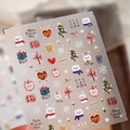 Christmas theme TL-410 nail stickers with cute white bears and embossed festive patterns - TL-410 Color Gold Christmas Series
