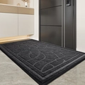 Alfombrilla antideslizante de polipropileno con patrón geométrico negro y base de goma - 90*150CM / Mandala-Gris (Base de Goma)
