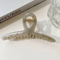 Pinza per capelli 13cm effetto marmo grigio con design incrociato e molla dorata forte - 15CM / Grigio Fumo