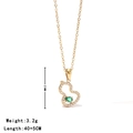 Collier pendentif Wulu doré avec pierre verte et diamants, taille 21 mm - Or-Strass Vert