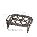 Vintage 6-slot cast iron egg holder tray with antique finish and side handles - 6-Hole Vintage Cast Iron Egg Holder