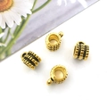 Set of four antique gold spacer beads with side loops for DIY jewelry making - 14338-Gold Three-Ring Texture