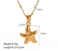 Golden starfish necklace in polished stainless steel with detailed grain texture - Grainy Starfish (zfv)