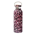 Pink and black leopard print rhinestone 17oz vacuum insulated water bottle with handle - Leopard Pink
