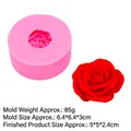Pink silicone rose flower mold with finished red rose candle, size 6.4x3cm, weight 85g - 1#B1154 Pink