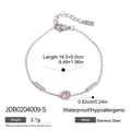 Silbernes Edelstahl-Armband mit rosa rundem Zirkon und Hummerverschluss - Silberner Runder Rosa Zirkon-Stil (JDB0204009-S)