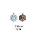 Detailed view of snowflake charms with blue enamel and 17x21mm size specifications - #5 Blue Snowflake
