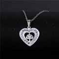 Sparkling stainless steel heart necklace with tree of life and pavé crystal pendant - NZ22 Tree of Life Heart