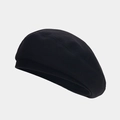 Classic black wool beret hat with structured rim in a minimalist vintage style - One Size / Black
