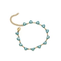 Gold Turkish evil eye chain bracelet with blue and white triangular enamel pendants - Light Blue