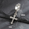 Orecchino a cerchio con croce in acciaio inossidabile argento con dimensioni dettagliate - Stile Ciondolo a Croce Classica(S381)