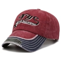 Berretto da baseball vintage bordeaux lavato con ricamo NYC e dettagli usurati - Rosso