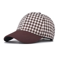 Klassische dicke Baseballkappe für Damen und Herren mit braunem Hahnentrittmuster - Gariertes Kaffee