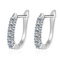 Chic 925 sterling silver U-shaped moissanite hoop earrings with polished metal finish - Moissanite 0.1CT*12pcs