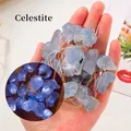 Natural celestite raw stone LED string light with battery box for home decoration - Celestite (Square Switch)