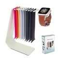 Weißer L-förmiger Apple Watch Armbandhalter Ständer mit 10 Steckplätzen und Verpackung - Macaron Grün Mit Farbkasten