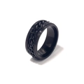 Close-up of black rotatable stainless steel chain ring for men with polished finish - All Black Engraved