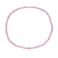 Bracciale fatto a mano con perle a tubo rosa e piccole perle di metallo dorato - Rosa/Perline Dorate