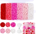 DIY bohemian bracelet kit with gradient clay beads in storage box and elastic cord - Pink Series (6000pcs) with String
