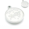 Colgante de Tauro en acero inoxidable plateado de 15mm con grabado del zodiaco - Tauro / Color Acero