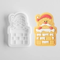 Christmas Santa chimney cookie mold and decorated icing cookie for festive baking - Santa Claus E