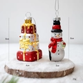 Christmas snowman and red gift box glass hanging ornaments for tree decorations - Gift Boxes & Snowman (Set 2) / Two-Piece Set
