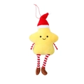 Ciondolo natalizio a stella di peluche gialla con cappello da Babbo Natale e gambe - Stella (Con cappello di Babbo Natale rosso) / Stile Stella Gialla