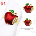 Red apple Christmas napkin ring with green leaves and crystals for holiday table decor - Red Apple Style 54