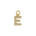 Classic 18k gold plated brass letter E pendant with clear zircon stones - Letter E