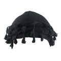 Durag nero da uomo con fodera in raso e frange per la protezione dei capelli e stile - Nero con frange