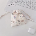 Cute white drawstring organizer bag with elephant pattern for small accessories - Bowknot Elephant
