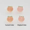 Pastel peach fruit charms with green leaves in light pink and deep rose resin - 154# Peach