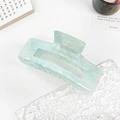 Light blue marble texture acetate hair claw clip with large rectangular hollow design - Sky Blue
