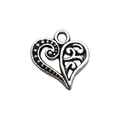 Vintage silver hollow heart pendant with bohemian scrollwork and beads for DIY jewelry - Scrollwork Hollow Heart Style (13340)