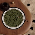 Olive green floral round placemat with inspirational quotes and a stylish border - French Medieval Style-Type O [Round]