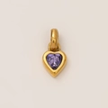 Golden heart pendant with a faceted purple birthstone made of durable titanium steel - February Heart Birthstone Pendant Only (Without Chain) / Gold