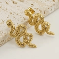Boucles d'oreilles serpent dorées avec zircons étincelants pour femmes élégantes - Style Serpent Sertie de Strass (483)
