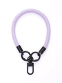 Close-up of light purple leather wrist strap with black metal lobster clasp and rings - Light Purple
