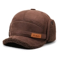Cappello invernale marrone da uomo con paraorecchie e calda fodera in pile di agnello - Taglia unica / Caffè