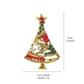 Kerstboom broche in goudkleurige legering met rode en groene strasstenen, 4,6cm - Gouden ster kerstboom